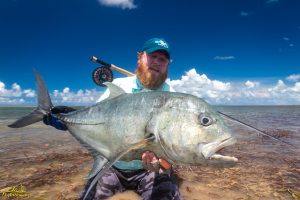 Fly fishing for Giant Trevally in Seychelles