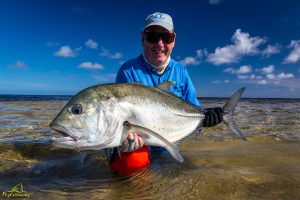 Giant Trevally caught on Providence Atoll in Seychelles